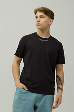 Чорна бавовняна футболка з написом GEN 9000337 фото №2