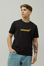 Черная хлопковая футболка с патриотической надписью GEN 9000341 фото №2