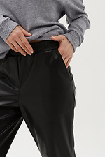 Черные кожаные брюки TEYLOR прямого кроя из качественной экокожи Garne 3040344 фото №4