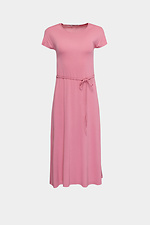 Трикотажное платье LUISA розового цвета под пояс с короткими рукавами Garne 3040353 фото №5