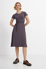 Трикотажное платье LUISA серого цвета под пояс с короткими рукавами Garne 3040354 фото №1