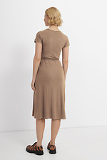 Трикотажное платье LUISA бежевого цвета под пояс с короткими рукавами Garne 3040355 фото №2