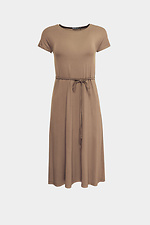 Трикотажне плаття LUISA бежевого кольору під пояс із короткими рукавами Garne 3040355 фото №5