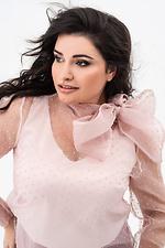Блуза KARMELA з органзи пудрового кольору Garne 3041358 фото №12