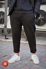 Теплые спортивные штаны чинос на флисе в черном цвете Without 8048363 фото №1