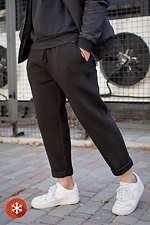Теплые спортивные штаны чинос на флисе в черном цвете Without 8048363 фото №2