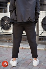 Теплые спортивные штаны чинос на флисе в черном цвете Without 8048363 фото №6