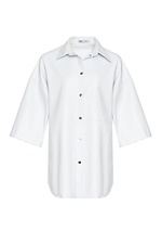 Рубашка на кнопках из эко-кожи белого цвета Garne 3041365 фото №16