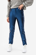 Стильные брюки skinny ROYALLA металлик синего цвета Garne 3041373 фото №1