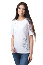 Пряма жіноча блузка вишиванка з льону з короткими рукавами Cornett-VOL 2012387 фото №1