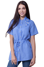 Жіноча льняна блуза прямого крою з вишивкою та поясом Cornett-VOL 2012394 фото №1