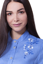 Жіноча льняна блуза прямого крою з вишивкою та поясом Cornett-VOL 2012394 фото №2