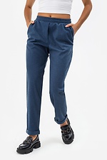 Напівшерстяні штани з відворотами синього кольору Garne 3041394 фото №1