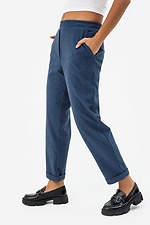 Укорочені напівшерстяні штани ISMA з відворотами синього кольору Garne 3041397 фото №3