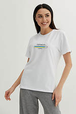 Белая базовая футболка из хлопкового трикотажа с патриотическим принтом Garne 9000400 фото №1