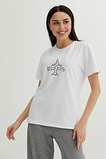 Белая базовая футболка из хлопкового трикотажа с патриотическим принтом Garne 9000404 фото №1