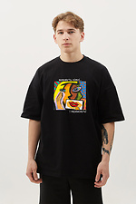 Чорна бавовняна футболка оверсайз із патріотичним принтом та написом на спині з колекції "Виживуть ніжні… і переможуть!" Garne 9000413 фото №1