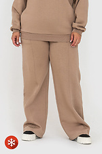 Утепленные прямые штаны на флисе бежевого цвета Garne 3041418 фото №1
