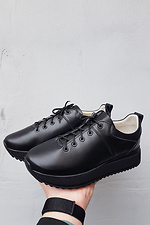Черные кожаные кроссовки осенние на платформе  8019418 фото №3