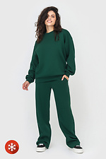 Утепленные прямые штаны на флисе зеленого цвета Garne 3041420 фото №2