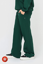 Утепленные прямые штаны на флисе зеленого цвета Garne 3041420 фото №3