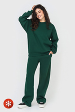 Утепленные прямые штаны на флисе зеленого цвета Garne 3041420 фото №4