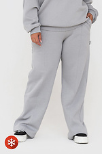 Утепленные прямые штаны на флисе серого цвета Garne 3041422 фото №1