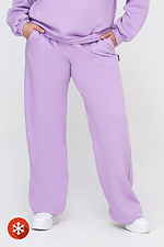 Утепленные прямые штаны на флисе сиреневого цвета Garne 3041424 фото №1