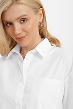 Белая хлопковая рубашка LOLI удлиненного кроя с разрезами по боками Garne 3040425 фото №4