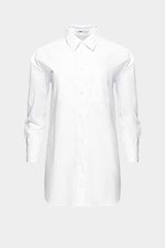 Белая хлопковая рубашка LOLI удлиненного кроя с разрезами по боками Garne 3040425 фото №5