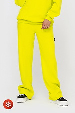 Утепленные прямые штаны на флисе желтого цвета Garne 3041426 фото №1