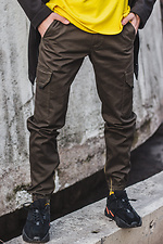 Котонові штани карго захисного кольору з великими кишенями з боків і манжетами на гумці Custom Wear 8025426 фото №2