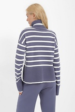 Напіввовняний в'язаний светр у смужку з високим коміром  4038428 фото №3