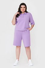 Женский трикотажный костюм PINK в спортивном стиле: поло с рукавами до локтя, длинные шорты Garne 3040454 фото №1