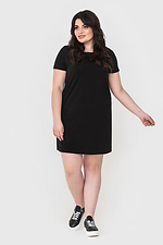 Черное хлопковое платье футболка WARM прямого кроя с короткими рукавами Garne 3040460 фото №1