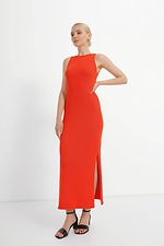 Трикотажна в'язана сукня з розрізом помаранчевого кольору  4038460 фото №1