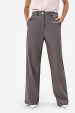 Жіночі широкі штани з еко-шкіри графітового кольору Garne 3041463 фото №1
