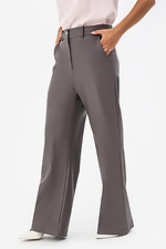 Жіночі широкі штани з еко-шкіри графітового кольору Garne 3041463 фото №2