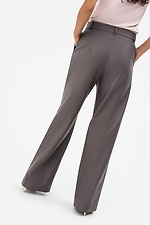 Жіночі широкі штани з еко-шкіри графітового кольору Garne 3041463 фото №4