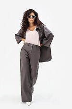Жіночі широкі штани з еко-шкіри графітового кольору Garne 3041463 фото №5