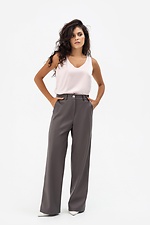 Жіночі широкі штани з еко-шкіри графітового кольору Garne 3041463 фото №7