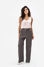 Жіночі широкі штани з еко-шкіри графітового кольору Garne 3041463 фото №8