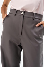 Женские широкие брюки из эко-кожи графитового цвета Garne 3041463 фото №9