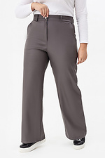 Жіночі широкі штани з еко-шкіри графітового кольору Garne 3041463 фото №10
