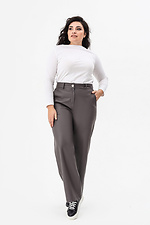 Жіночі широкі штани з еко-шкіри графітового кольору Garne 3041463 фото №11