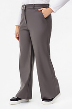 Жіночі широкі штани з еко-шкіри графітового кольору Garne 3041463 фото №12