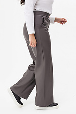 Жіночі широкі штани з еко-шкіри графітового кольору Garne 3041463 фото №13
