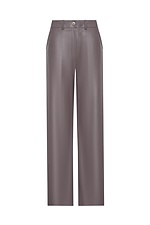 Жіночі широкі штани з еко-шкіри графітового кольору Garne 3041463 фото №16