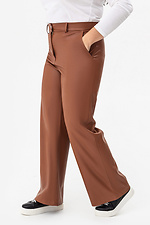 Жіночі широкі штани з еко-шкіри коричневого кольору Garne 3041464 фото №10