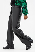 Жіночі широкі штани з еко-шкіри чорного кольору Garne 3041465 фото №2